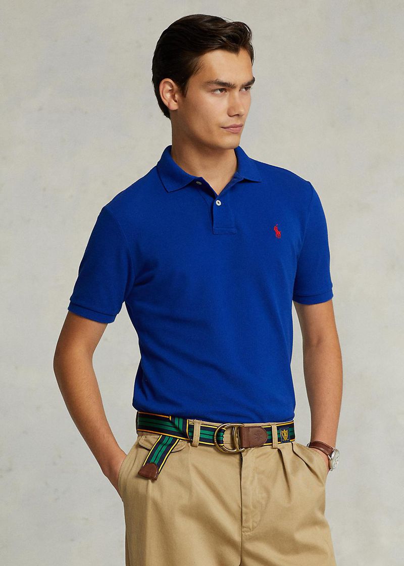 Poleras Polo Polo Ralph Lauren Hombre Custom Slim Fit Mesh Chile Azules VQHIJ-5316